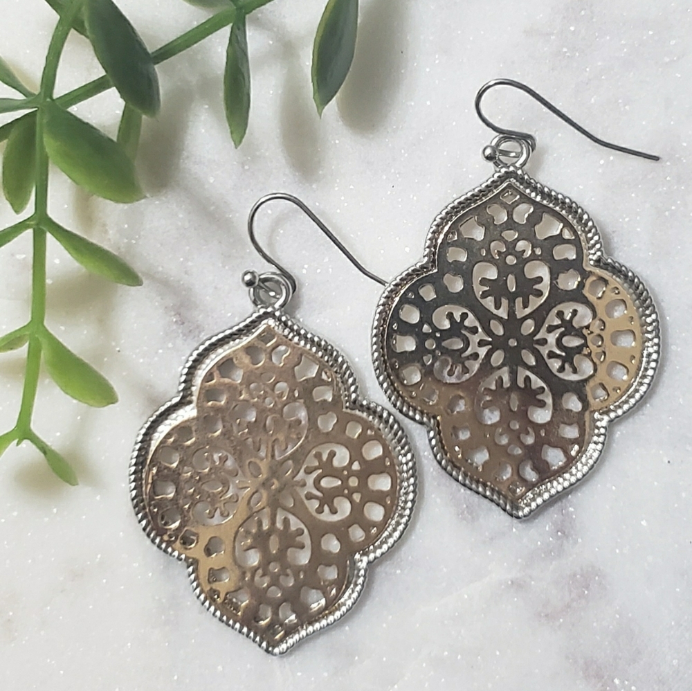 Gold and Silver Pendant Earrings